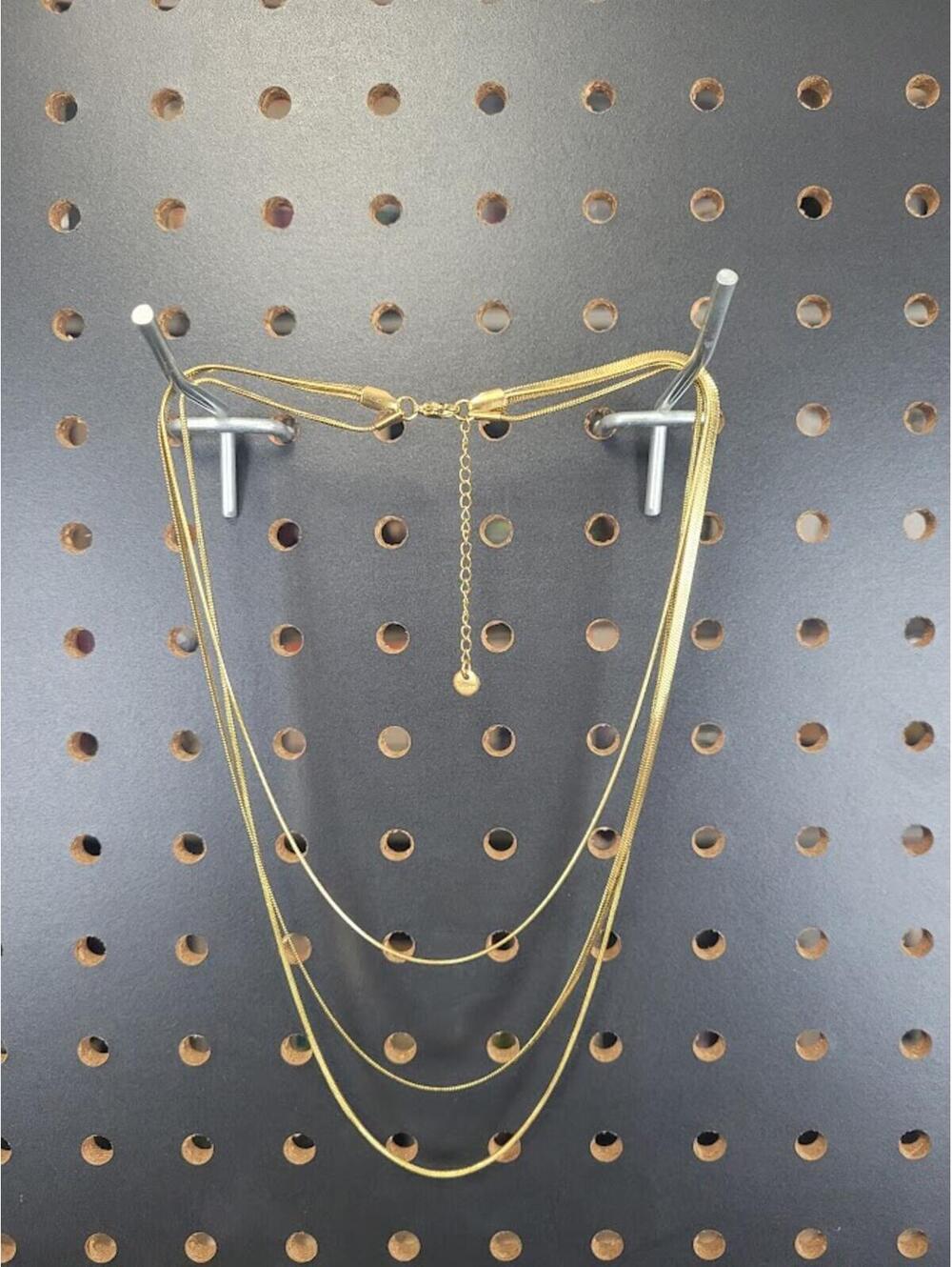 Gold Multi-Strand Stainless Steel Layered Statement Necklace